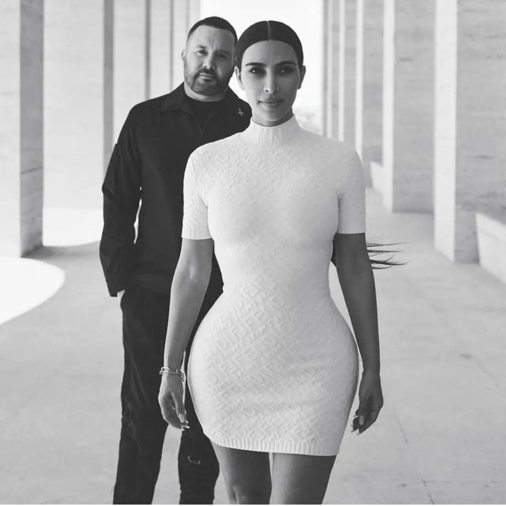 Fendi/Skims white embossed FF Bodycon Dress